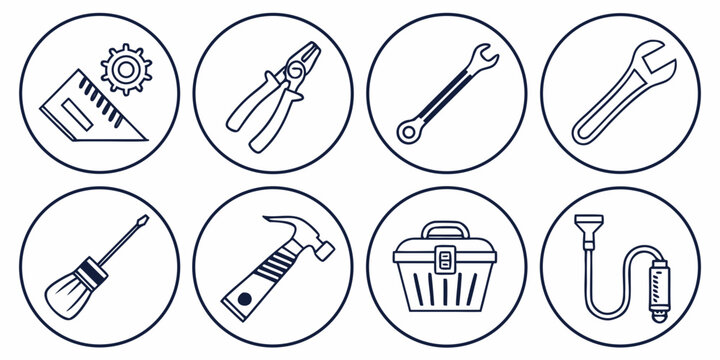 Toolbox and equipment with black and white tools