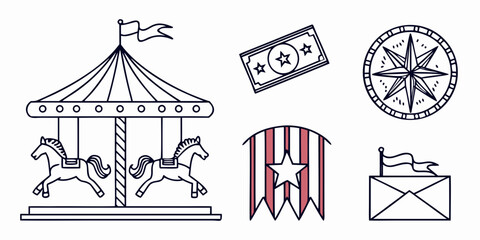 Line for carnival and navigation line carnival carousel horses money © Bakkar