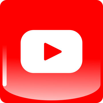 YouTube Square App Icon with Glassmorphism Shine &ndash; Minimal Red Play Button UI Design