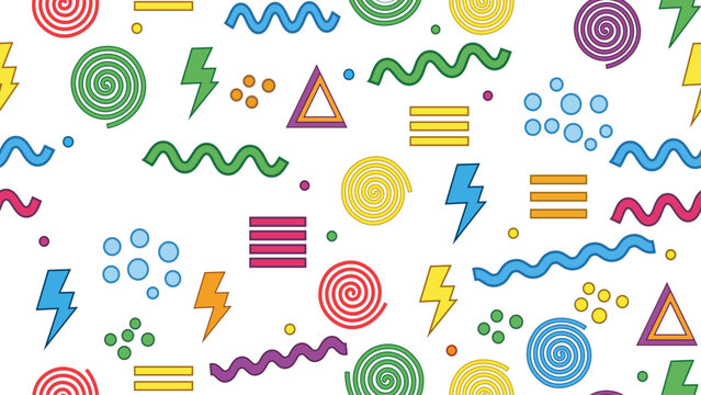 Colorful Memphis Seamless Pattern Abstract Geometric Background