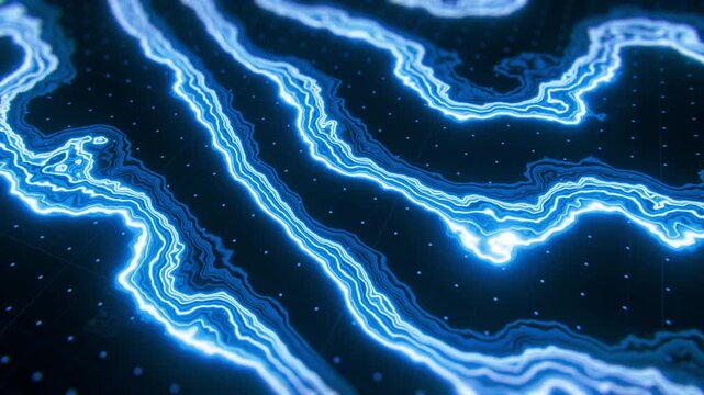 Tech Abstract blue texture effects background with waves texture animation. 3D background motion animation. 4K.
