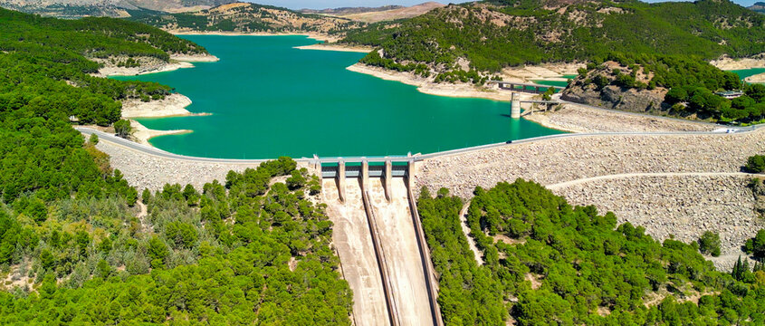 Aerial view of dams along Caminito del Rey - Andalusia, Spain