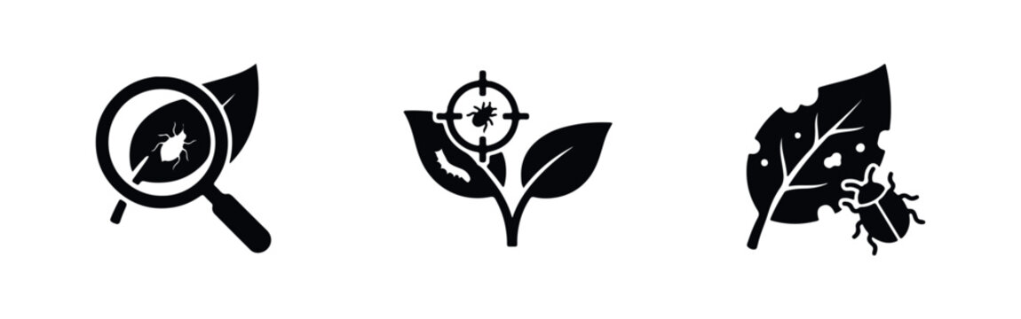 Agriculture Pest Control and Plant Protection Icon Set