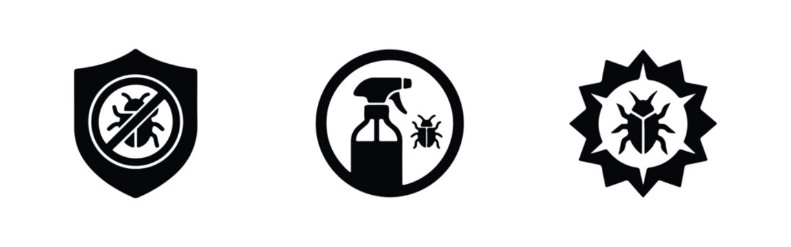 Pest control and insect repellent icon set