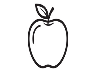 Fototapeta premium Black apple icon, line art fruit symbol, simple vector illustration, minimalist design element isolated on White Background