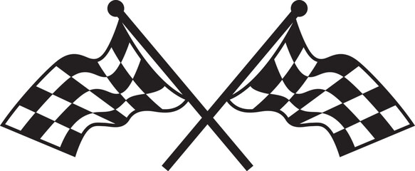 Obraz premium crossed checkered flags silhouette for racing finish vector motor sport rally competition winner symbol