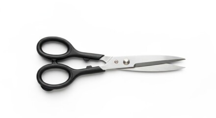 Fototapeta premium Scissors with black handles on a white background.