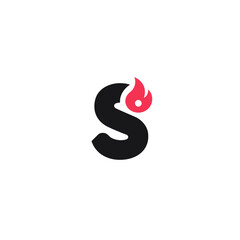Fototapeta premium Stylized letter s with flame icon graphic design element