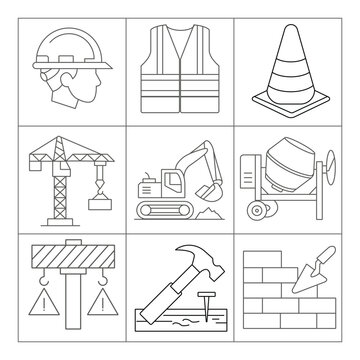 Construction Outline Icons Pack &ndash; Modern Line Vector Set