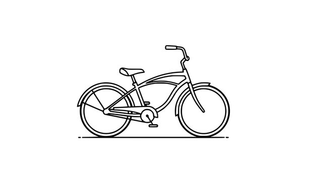 Cruiser Bike Icon Line Art Vector Illustration