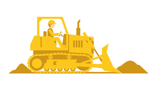 Bulldozer with operator on site.