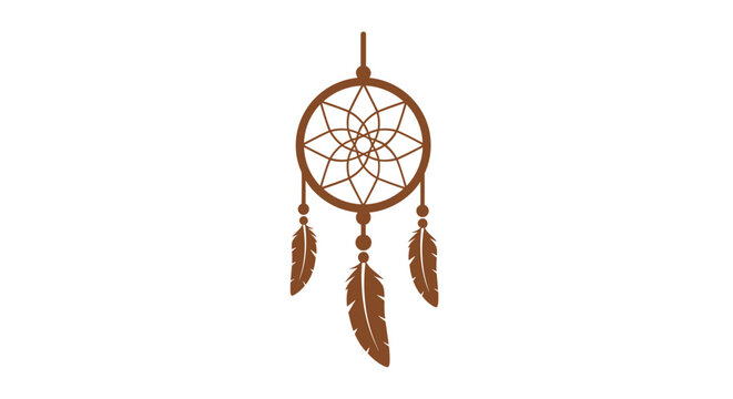 Dreamcatcher with feathers hanging.
