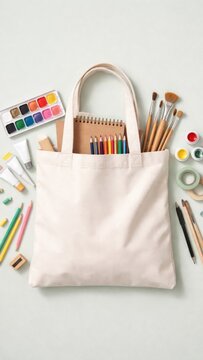Art supplies in tote bag mobile wallpaper