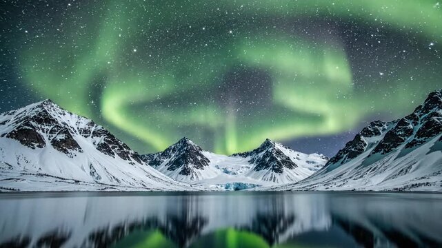 Aurora over snowy mountains. (2)