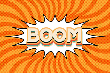 vibrant comic book style boom graphic with dynamic orange background illustration © Raz