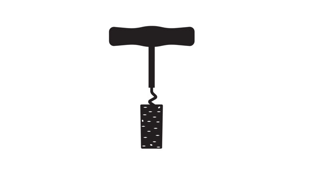 Corkscrew tool with a T-shaped handle and a spiral worm for opening wine bottles featuring bottle opener, kitchen utensil, sommelier with cork and
