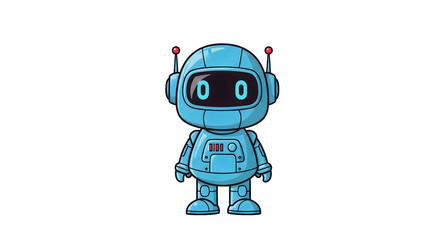 Naklejka premium Cute robot character, blue metallic illustration, cartoon style, robotic figure