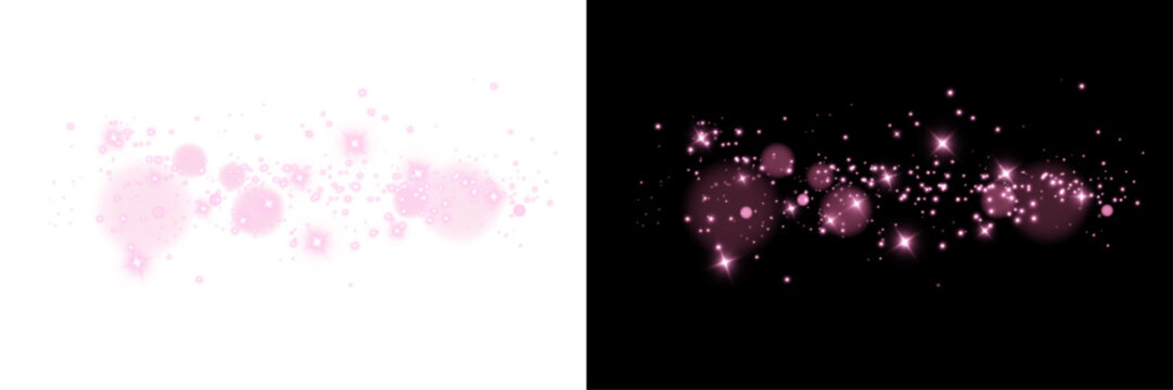 Glowing dust and pink glitter PNG with sparkling particles, festive shine, and magical Christmas light effects