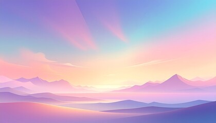 Obraz premium Dreamscape: A serene and dreamy landscape. The artwork features soft, pastel hues, mountains and a captivating sky, evoking a sense of tranquility.