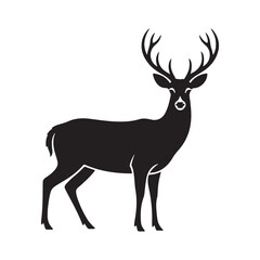 Fototapeta premium Deer Elegant Minimalist Black Silhouette Vector Illustration for Nature Branding