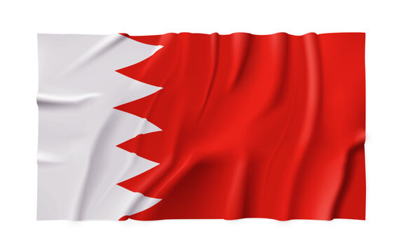 Realistic Bahrain country flag isolated on a transparent background. Silk atlas detailed fabric flag. Vector PNG