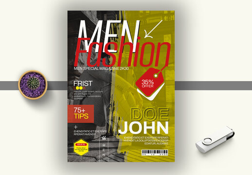 Men Fashion Magazine Cover Template