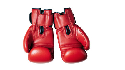 Isolated pair of red leather boxing gloves for combat sport and fitness training