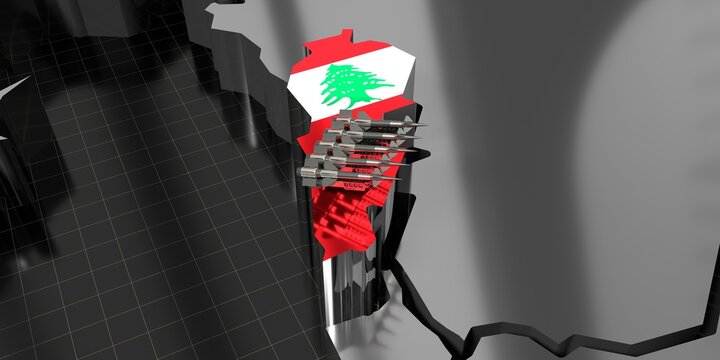 Lebanon - missiles on country map and flag - 3D illustration
