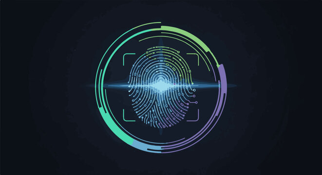 Digital fingerprint scanning with a futuristic holographic interface