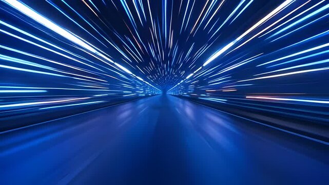 A video shows a car driving through a dark tunnel with bright lights