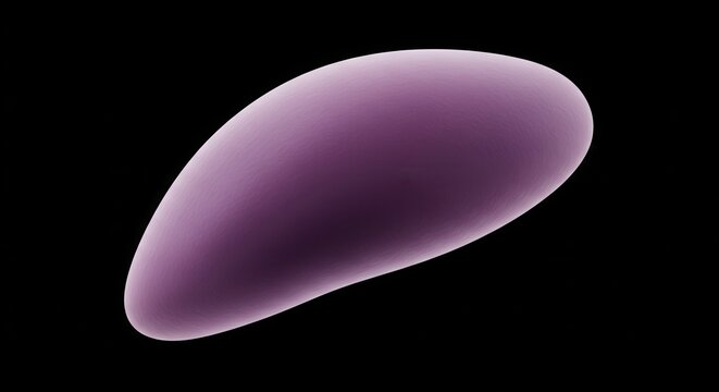 Abstract purple amoeboid shape with soft glow on a dark background.