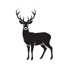 Obraz premium Majestic Deer Elegant Silhouette Black and White Graphic Clean Vector Illustration for Logo Design and Branding