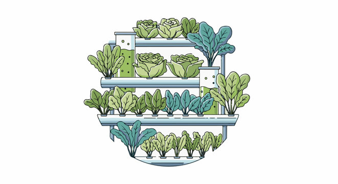 Vertical garden with fresh produce growing in tiers