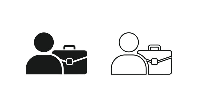 a person holding a briefcase in black and white Vector