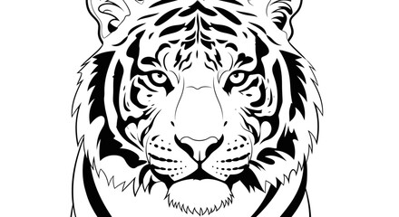 Fototapeta premium Bold monochrome tiger face illustration vector graphic design