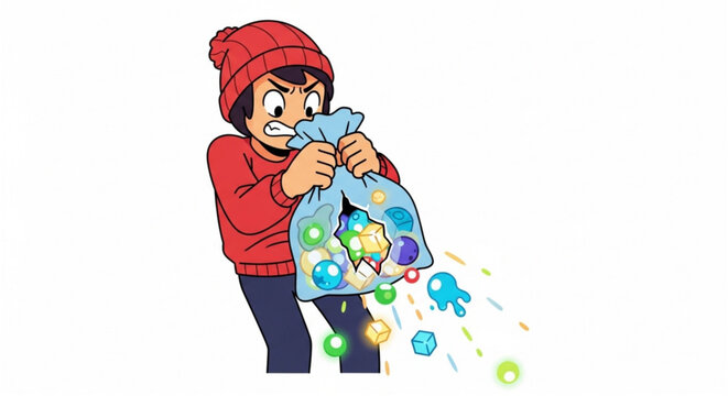 A cheerful maintenance professional skillfully juggles a diverse array of tools and everyday items, embodying the spirit of efficient multi-tasking and versatility