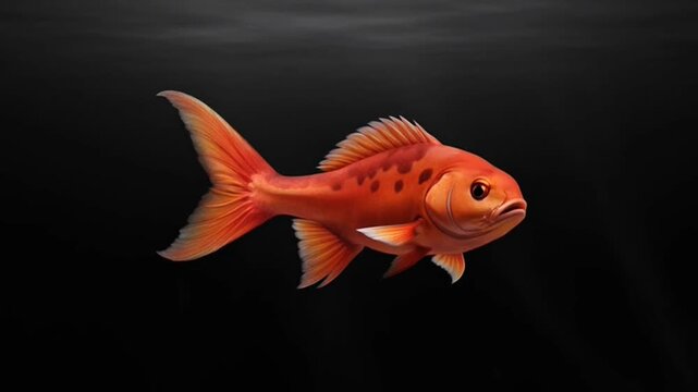goldfish swimming in dark water.