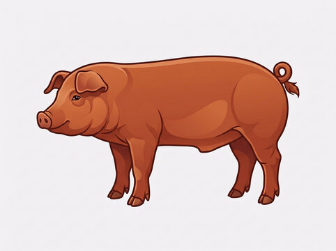 A vibrant illustration of a Duroc pig, a popular breed known for its distinct reddish-brown coat, standing proudly on a neutral background