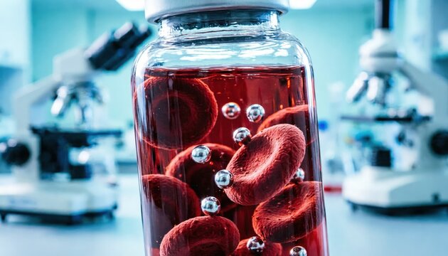 Blood Cell Suspension in Laboratory Sample Jar