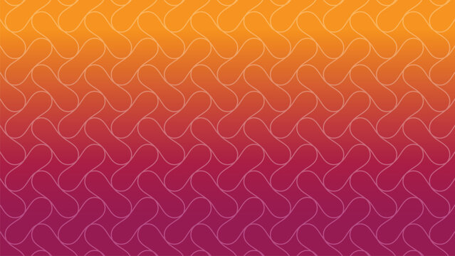 Abstract orange and maroon gradient background with white interlocking geometric pill-shaped patterns