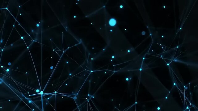 Abstract digital network background with glowing blue connections and data points, symbolizing global communication and technological advancement
