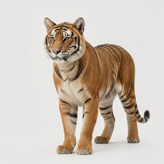 Obraz premium Tiger Walking on White Background