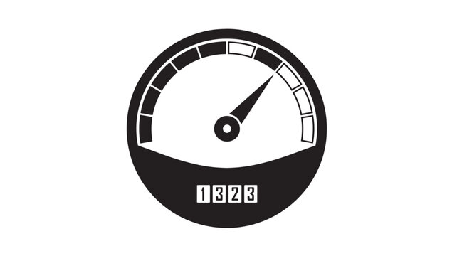 Speedometer icon with a needle pointing towards maximum speed and a digital odometer displaying 1323.