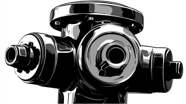 A close-up illustration of a shiny, metallic fire hydrant against a white background
