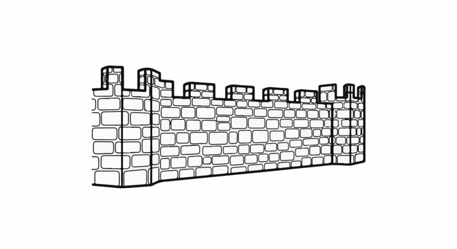 An illustration of a crenellated castle wall made of stone blocks