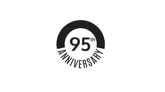 Anniversary 95th logo with a black circular design and text, signifying a milestone celebration. featuring business, event, corporate with numeral