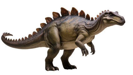 Stegosaurus dinosaur with plated back and spiked tail, isolated on transparent background © Emilia