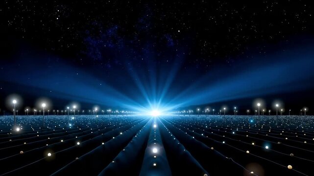 A field of lights in the middle of a dark night sky