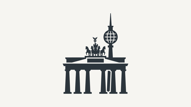 Berlin Landmark Silhouette on White Background