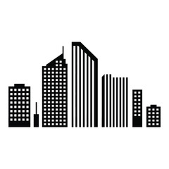 Fototapeta premium City Skyline Urban Buildings Skyscraper Silhouette Icon for Architecture Metropolis and Real Estate Concepts